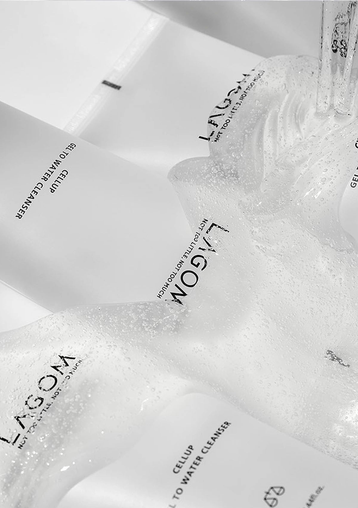 Close-up of LAGOM skincare products with visible branding.